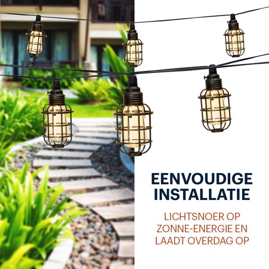Tuinverlichtingslinger - 3,8 m - Zonne-energie - Warm Witte LED's