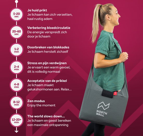 Northwall Spijkermat met Kussen & Draagtas - Acupressuur mat met Spijkerkussen - Spijkerbed - Acupunctuur - Meditatie - Shakti Massage - Grijs