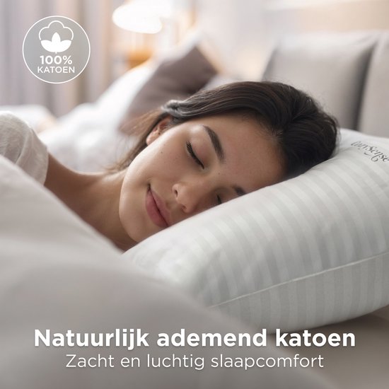 CozySense® Hoofdkussen - Set van 2 - 50x70 CM - Slaapkussen met Traagschuim - Aanpasbare Vulling & Afneembare 100% Katoenen Hoes - Pillow - Voor Zij-, Buik- en Rugslapers