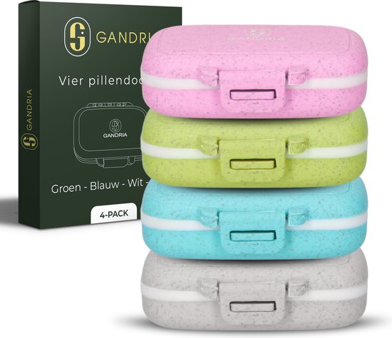 Gandria Pillendoosjes Set van 4 – Bio-Graanvezel – Waterbestendig – 12 Compartimenten