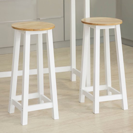 SoBuy FWT50-WN Bartafel met 2 Krukken - Wit Houten Keukentafelset