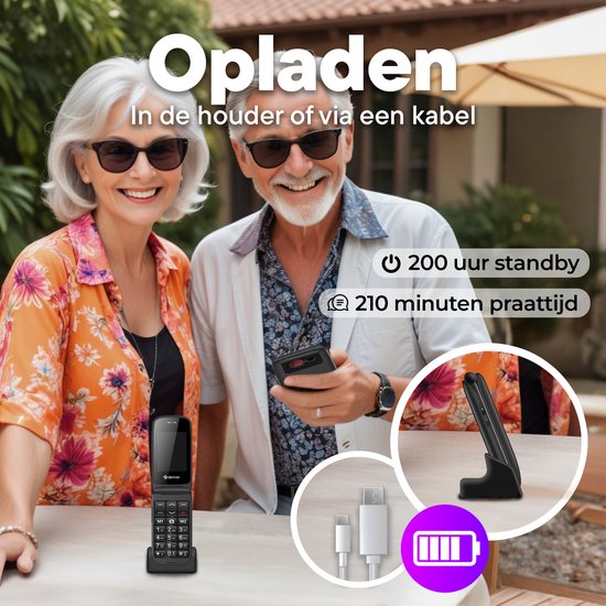 Denver Senioren Mobiele Telefoon 4G - Grote Toetsen - SOS knop - Oplaadstation - GSM - Simlockvrij - Bluetooth - BAS24600L