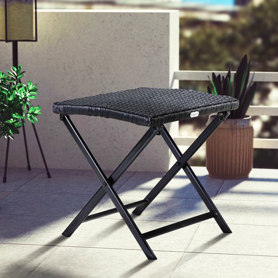 Casaria Polyrotan Vouwkruk– 40x40x40cm Belastbaar tot 110kg - Zwart