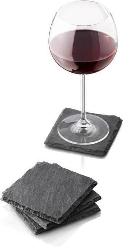 Boska Onderzetters Leisteen - Set van vier stuks - Leisteen onderzetters - 100 x 100 x 6 mm - Cadeautips voor mannen - Cadeautips voor vrouwen - Cadeau voor mama - Cadeautips voor mannen - Keukengerei - Keuken accessoires - 10 jaar garantie