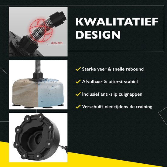 Zoluko Professionele Boksbal op Voet - Incl. E-Book - Verstelbaar in Hoogte 120-160cm - Voor Binnen en Buiten - Bokstrainer - Boksbal op Standaard - Boksset - Boksbal Staand - Boxing – Thuis Sporten – Bokspaal - Zwart