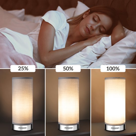 Monzana Tafellamp 2 Stuks LED – Dimbaar E14 - Chroom Grijs