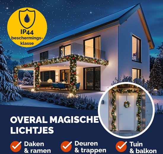 Casaria Kerstguirlande – 5 m 80 LED´s incl. Decoratie – Warm Wit