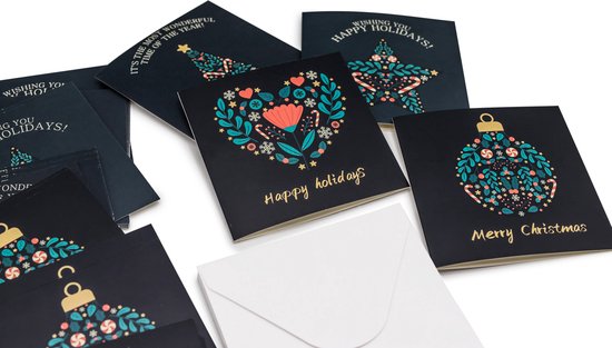 Giftmas Kerstkaarten - Wenskaarten - 52 Stuks - Met Enveloppen en Stickers - 10x10cm