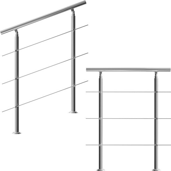 Monzana Trapleuning 100 cm - Met 3 Spijlen – Roestvrijstaal