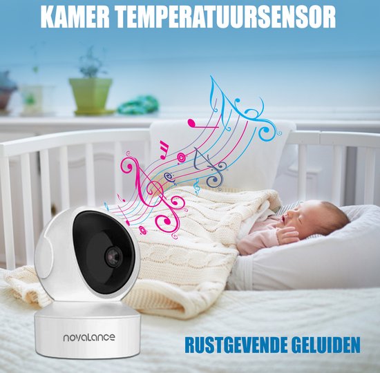 Novalance - Wifi Baby Monitor - Babyfoon Met Camera - Babyfoon met 5 inch scherm - Slaapliedjes - Slimme detectoren