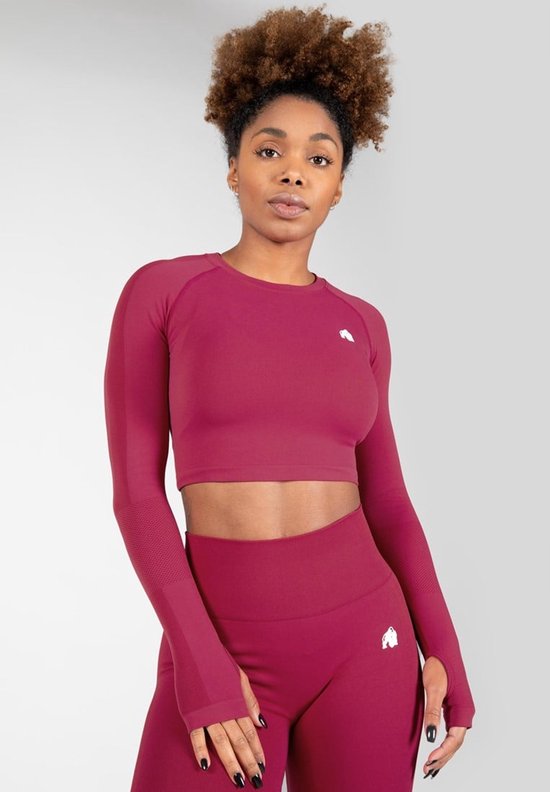 Gorilla Wear Hilton Naadloze Cropped Lange Mouwen - Fuchsia - XS/S