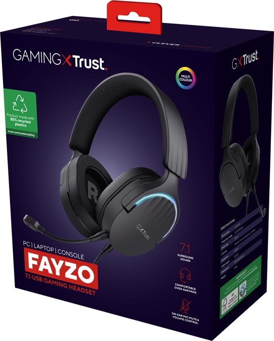 Trust GXT 490 Fayzo - Bedrade Gaming Headset - 7.1 Surround Sound - USB - Zwart