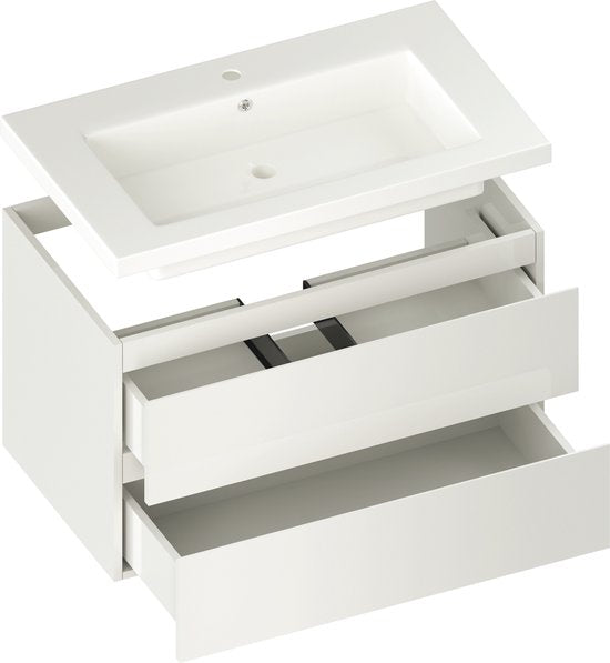 Mirlux Badkamermeubel Glanzend Wit 80 cm - Wastafel Wit - Badmeubel set - Wastafelmeubel Glanzend Wit