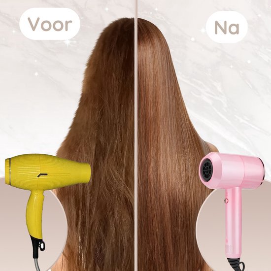Sansbeauté® Föhn met Diffuser – Ionische Haardroger – Borstel - Reisföhn - 3 Opzetstukken - Krullen – Coolshot – 3 Standen – Haarföhn met Diffuser – Hair Dryer - 2000W - Pink