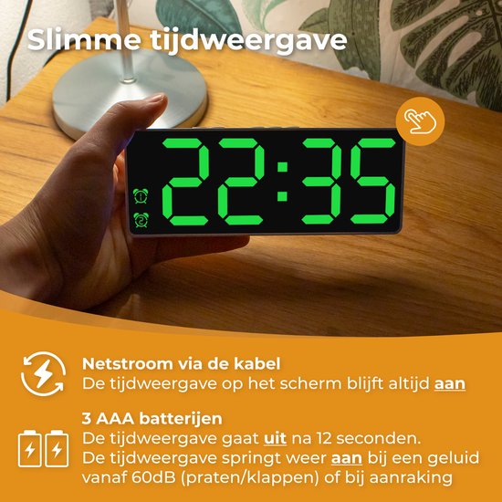 Nuvance Digitale Wekker - Digitale Klok - Wekkers voor Kinderen & Volwassenen - Reiswekker - Slaapkamer - Led Wekkers Digitaal - Zwart RGB
