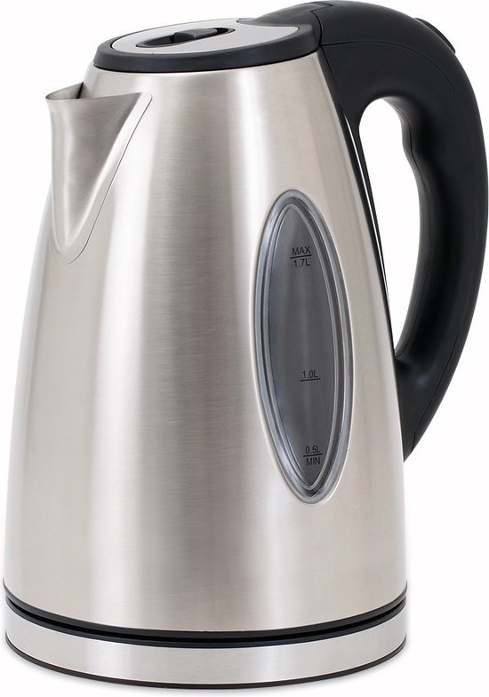 Deuba Waterkoker Zilver/Zwart Roestvrij Staal 1,7L