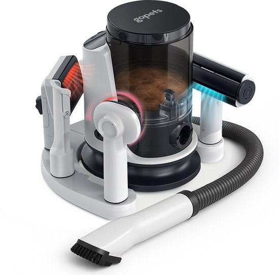 Gopets Professionele 3-in-1 Hondentondeuse - Dierentondeuse - Hondenfohn met Warme Lucht - 9 Delig - Haarverwijderaar voor Huisdieren - Waterblazer voor Honden - Trimset & Tondeuse Hond en Kat - Dierenhaar Stofzuiger - Massageborstel