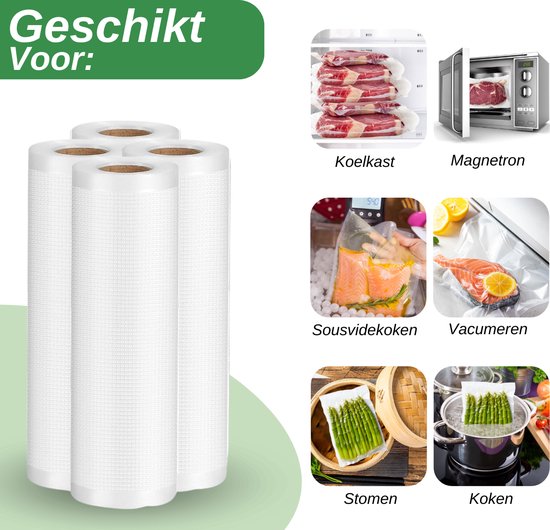 Vaive Vacumeerrollen 4 stuks - 30 x 600 - Vacuumzakken Voedsel - Vacumeerzakken - Vacuum / sous vide zakken - BPA vrij