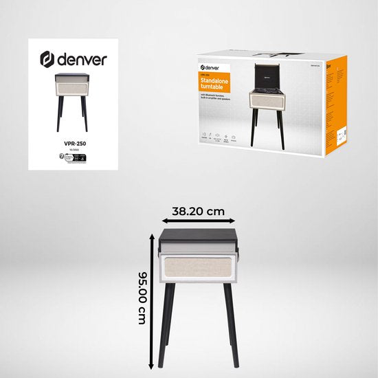 Denver Platenspeler Bluetooth - Ingebouwde Speakers - FM Radio - Auto-stop - Retro - VPR250