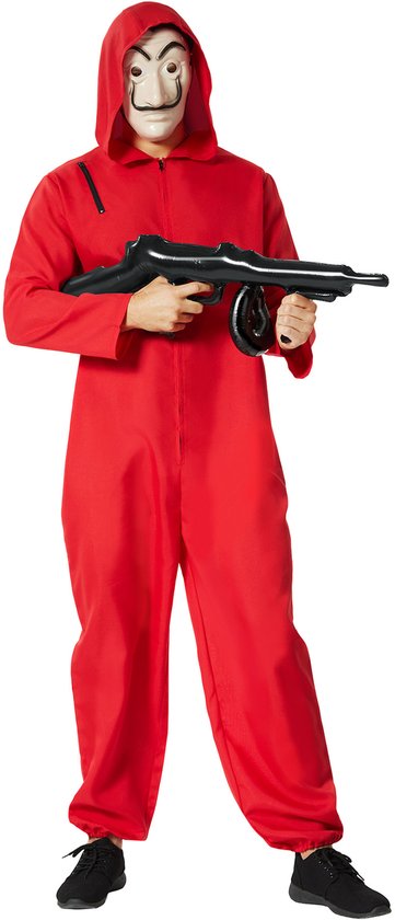 Dressforfun La Casa de Papel - Money Heist - unisexkostuum gemaskerde bankovervallers - M - Verkleedkleding carnaval - Halloween - Verkleden - Feestkleding - Carnavalskleding - Feest - Partykleding