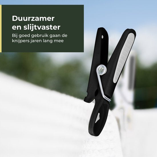 Gandria Wasknijpers 48 Stuks - Kunststof Wasknijpers - Set van 48 Plastic Knijpers - Wasrek Knijpers 10 Kg - Zwart/Wit en Wit/Zwart