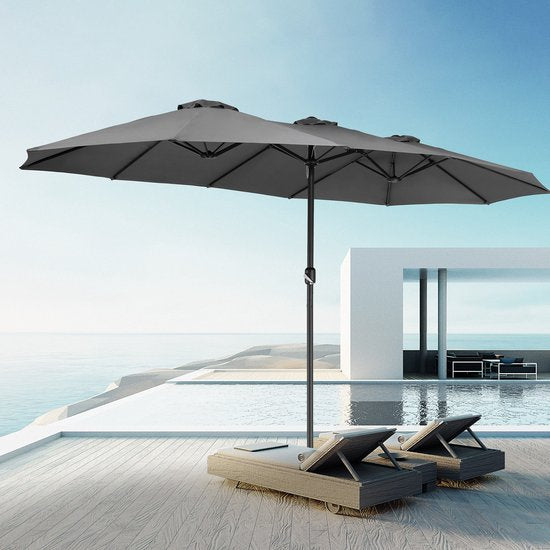 Kingsleeve Dubbele Parasol XXL - 460x270cm UV Bescherming – Antraciet