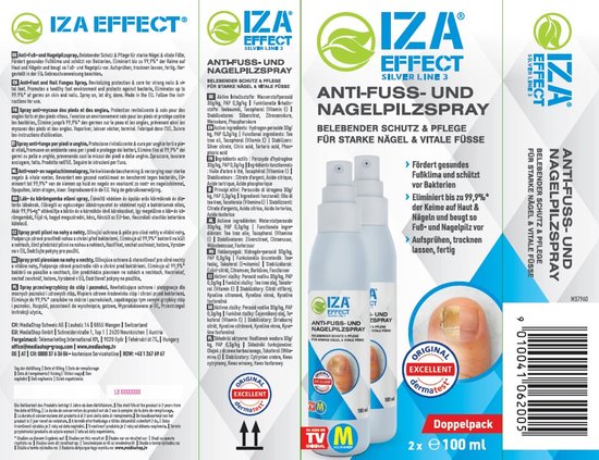 IZA Effect voetverzorgingsspray - 2 stuks - Het origineel van tv - ondersteunt een verbeterd voetklimaat - zonder uitspoelen - voetspray - voethygiëne - verzorgt huid en nagels