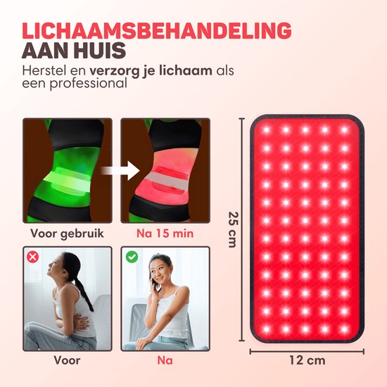 Vulpes Goods® BodyCare - Draagbare Infrarood Rugband - Infraroodband - Infraroodtherapie - Infraroodlamp - Roodlicht therapie - Warmteband - Red Licht Therapy - Onderrug, Schouders, Nek, Benen - PRO