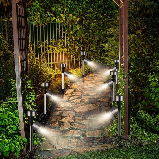 Monzana Set van 6 LED-zonne - tuinlicht - Roestvrij staal