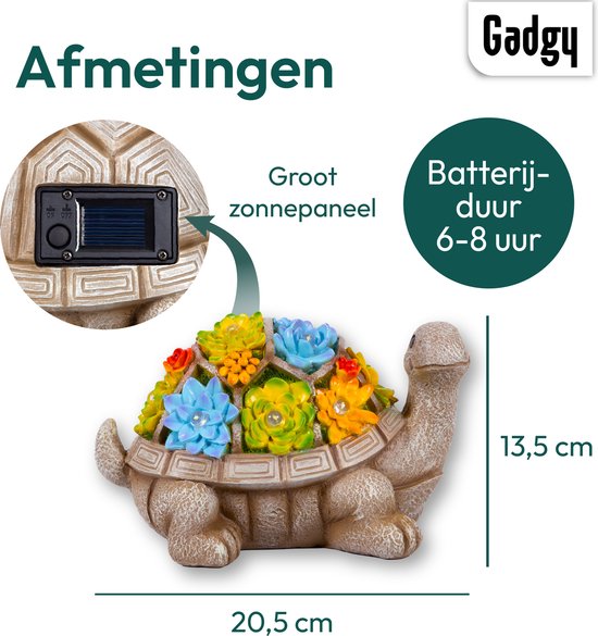 Gadgy - Solar Tuinverlichting Schildpad - multi - 20.5x13.5x20.5 cm