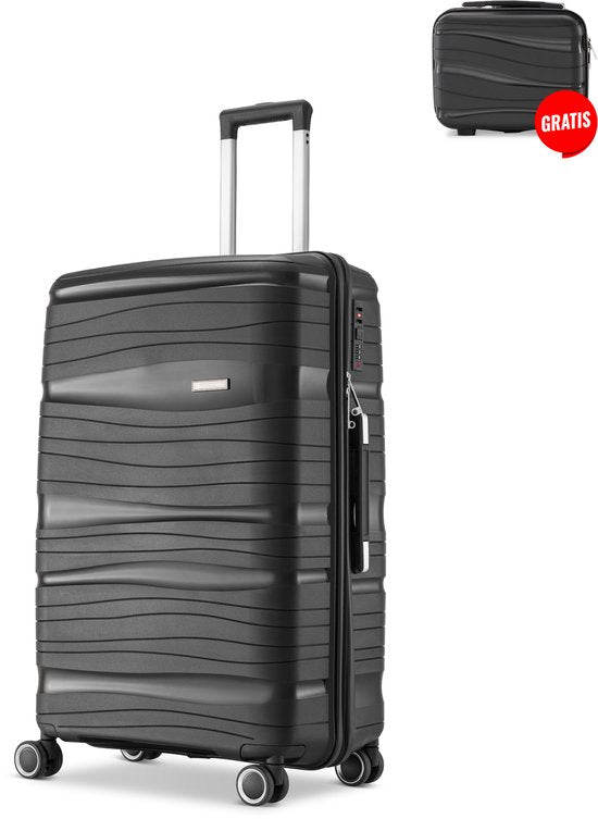 SKYCASES Travel One Handbagage Koffer – 40L – Cijferslot – 35x21x54 cm – Lichtgewicht & Duurzame Trolley – Inclusief Pouch – Zwart