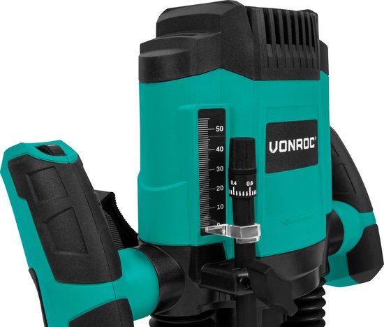 VONROC Bovenfrees 1200W – 6-8mm – Variabel toerental 16.000 – 30.000 rpm – Incl. 6-delige freesset, malgeleider, parallelgeleider en centreerpen