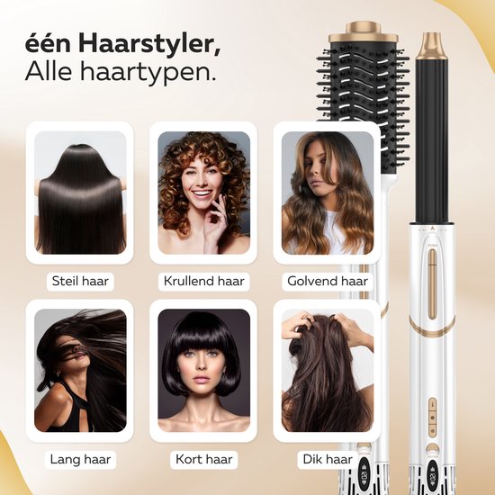 Beeperfect® Airstyler 8 in 1 - Multistyler - Krultang - Föhnborstel - Hairwrap - Föhnborstel - Met Diffuser - Haardroger - Krulborstel