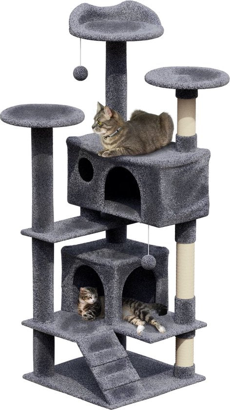 Livista Krabpaal voor Katten - 7 Verdiepingen - 138x48x48 CM - Donkergrijs - Krabpaal Voor Katten Van Alle Soorten