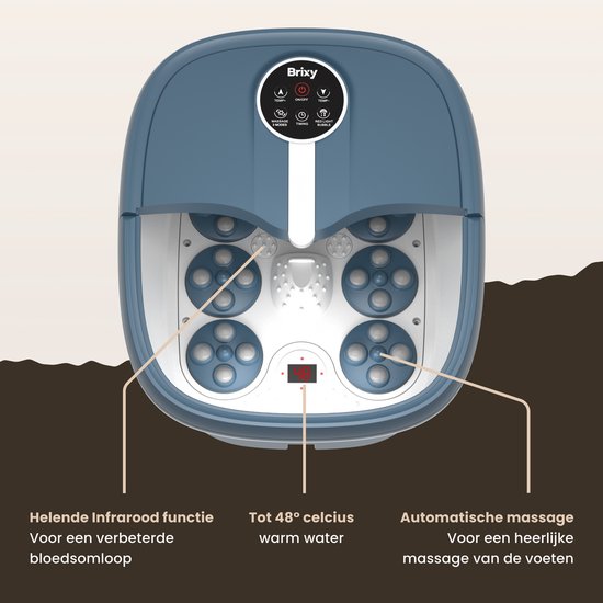 Brixy Voetenbad Automatische Massage - Voetmassage Apparaat - Elektrisch voetbad - Inklapbaar - Verwarmt Tot 48°C - 14L