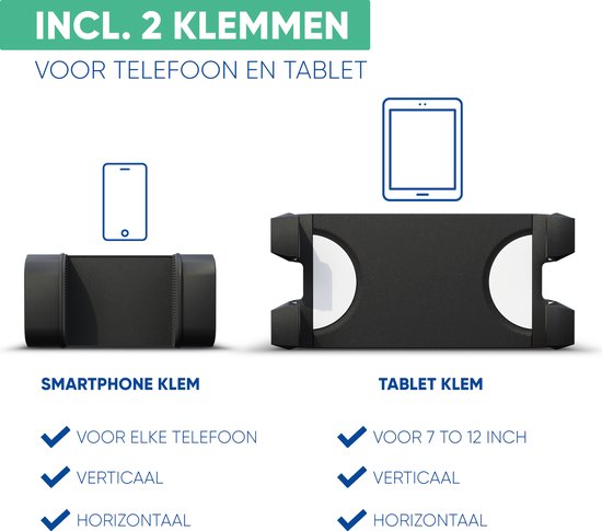 Serve Tablet Standaard - Tripod Houder Statief voor Smartphone & Tablet - Incl. Draagtas & Bluetooth Remote - iPad Tablethouder Lessenaar Aluminium - Zwart