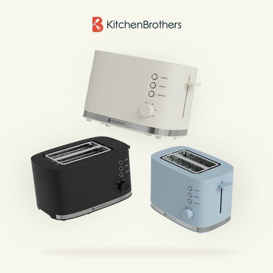 KitchenBrothers Broodrooster – 6 Warmtestanden – 870 W – 14 x 3,6 cm – Beige