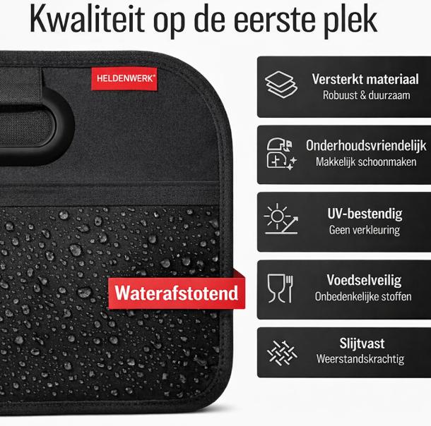 HELDENWERK kofferbaktas opvouwbaar en stabiel - kofferbakorganizer boodschappentas voor praktische opslag - autovouwdoos, kofferbakdoos (zwart)