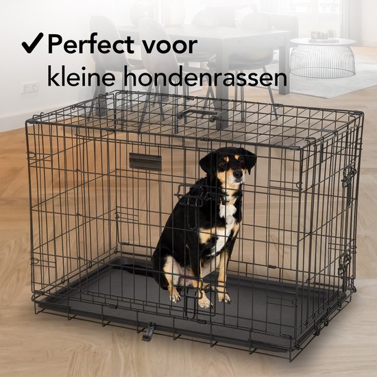 Brixy Hondenbench - Bench Voor Honden - Maat M - Opvouwbaar - 76 x 47 x 54 CM - 2 Deuren - Zwart