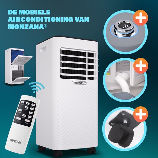 Monzana mobiele airco - 7000 BTU raamkit 20 tot 25m² wifi timer - wit