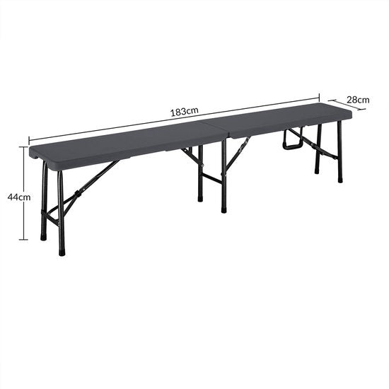 Casaria Set van 2 Bierbanken - Opvouwbaar 8 Personen 183cm- Antraciet