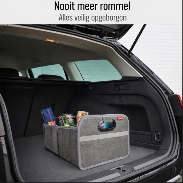 HELDENWERK Opvouwbare kofferbaktas met antislip klittenband - kofferbak organizer, auto vouwbox, boodschappentas - versterkt en stabiel