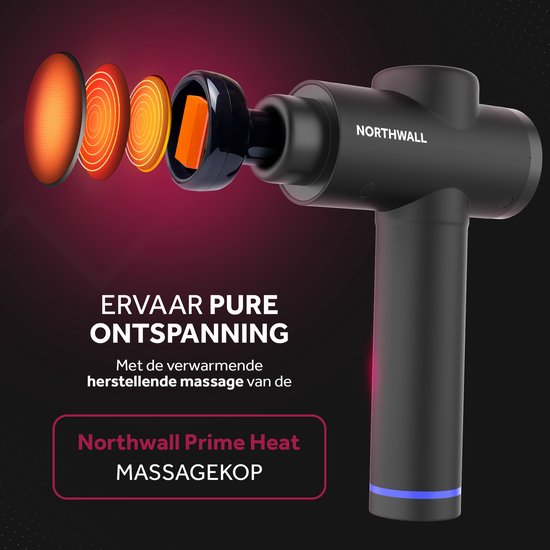Northwall Massage Gun Professioneel Prime - Massage Pistool Inclusief Koffer en 7 Opzetstukken incl. Warmte Massagekop - Krachtig en Draadloos Sport en Relax Massage Apparaat