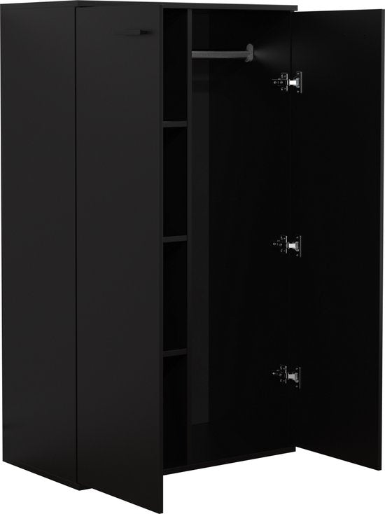 VDD - Kledingkast kinderkamer - Legplanken en hanggedeelte - 120 cm hoog - Zwart met hanggedeelte