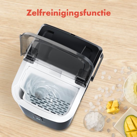 KitchenBrothers Nugget IJsblokjesmachine - 1.1L - Crushed Ice Maker met IJsschep – Draagbaar – 15kg/24 uur - Zwart