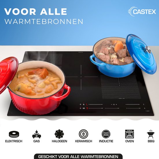 Castex Elegance Royal Gietijzeren Braadpan met Deksel 26 cm - Inductie Pan - Braadpannen Gietijzer - Blue