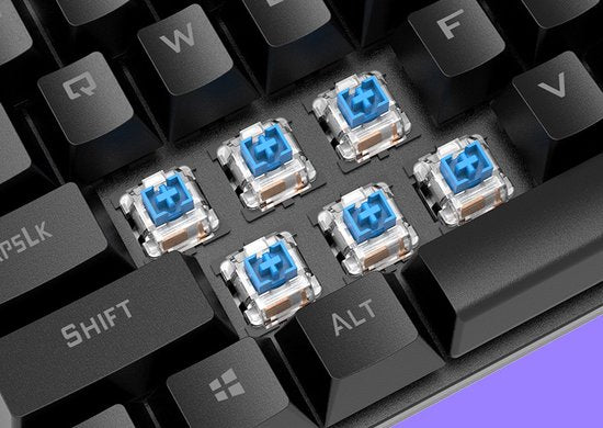 XUNFOX K80 RGB mechanisch 87keys TKL gaming toetsenbord - Blue Switch - Mechanical Keyboard - QWERTY - Anti-ghosting - Zwart/Grijs