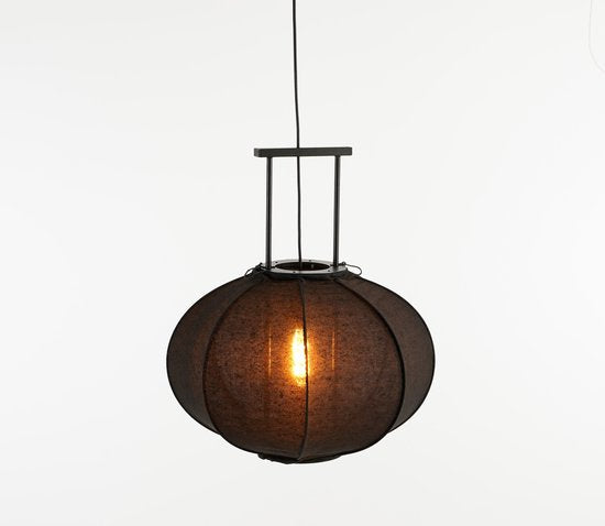 Mica Decorations Pego Hanglamp - H55 x Ø50 cm - Linnen - Zwart