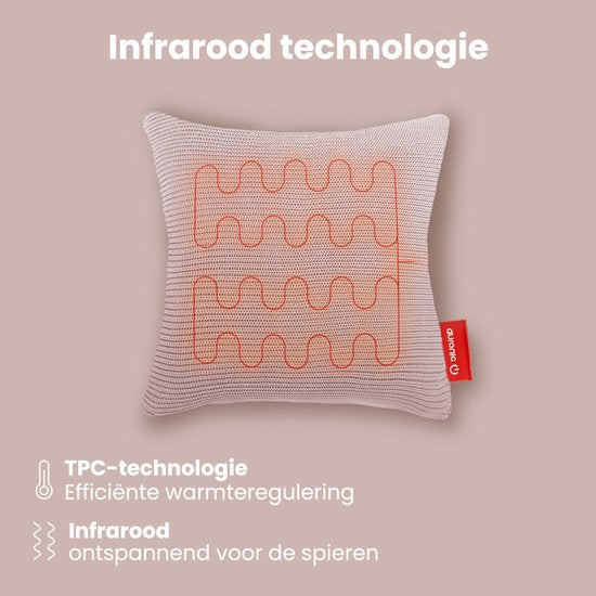 Auronic Warmtekussen - Gebreid - 45x45 CM - Draadloos Warmtekussen - Oplaadbaar - Elektrisch kussen - Infrarood - Roze