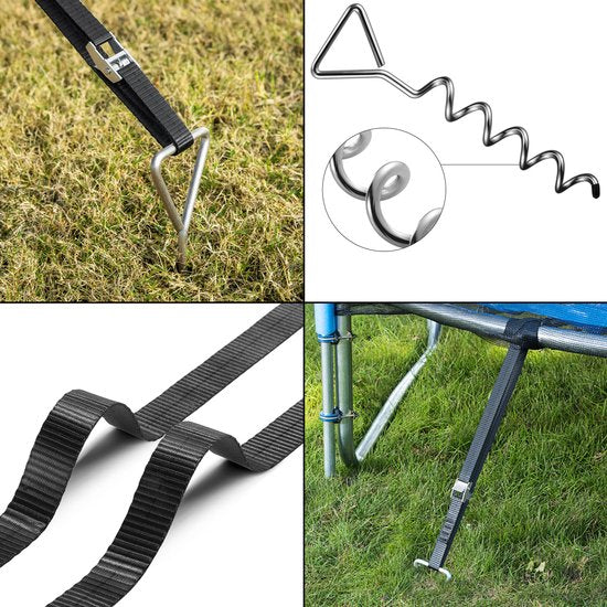 Monzana Grondankers 4 Stuks 42,5cm – met 4 Spanbanden - Verzinkt staal